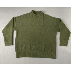 Sage The label Womens M Green Knit Turtleneck Pullover Sweater Boxy Wool Blend